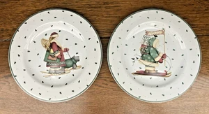 Set of 2 VTG 2000 Sakura Debbie Mumm Sledding Characters 8” Salad Plates MINT - Picture 1 of 4