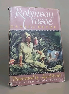 Robinson Crusoe Illustrated Junior Library 1946 Daniel Defoe Hard Cover Dj - Image 1 of 4