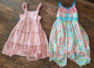 Jona Michelle 2 Beautiful Floral Design Boho/Ruffle Summer Dresses Girls Size 10 - Picture 1 of 13
