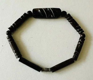 Pacific Island Brown/Black Coral Bracelet with Screw Closure 7.5" Long - Picture 1 of 6