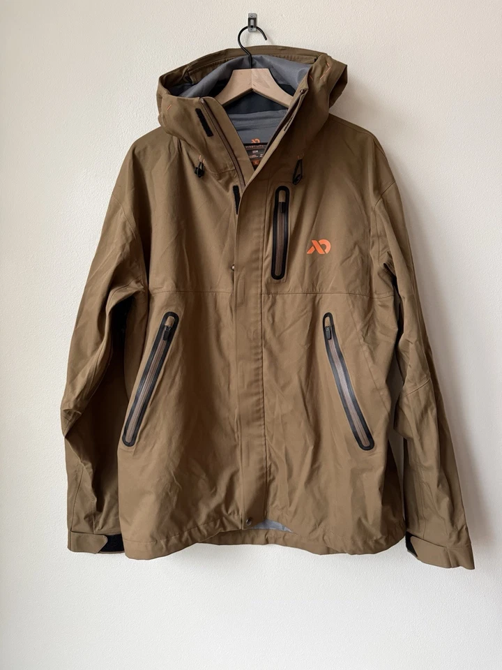 First Lite Seak Stormtight Rain Jacket Waterproof Hood XL Brown Dry Earth Hunt - Image 1 of 3