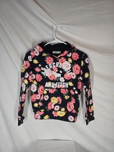 Abercrombie And Fitch Size 9/10 Navy Blue And Flower Hoodie White Letters - Picture 1 of 9