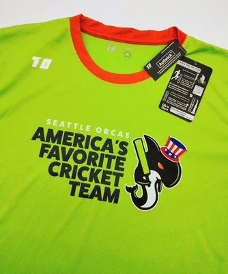 Camiseta masculina Seattle Orcas America’s Favorite Cricket Team tamanho médio verde nova com etiquetas! - Imagem 1 de 4