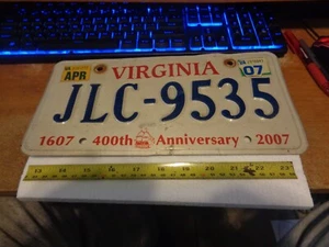 Virginia 400th Anniversary License Plate JLC-9535 (BOX#KIWI) - Picture 1 of 1