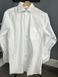 Paul Fredrick Trim Fit Dress Shirt Mens 16 33 White Pinpoint Oxford Button Up - Picture 1 of 7