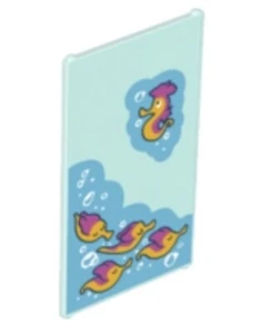 LEGO DISNEY Trans-Light Blue Glass for Window 1 x 4 x 6 Seahorses & Air Bubbles - Picture 1 of 1