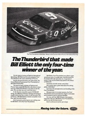 Bill Elliott Coors Ford Thunderbird Racing Advertisement Print Ad Pocono 1988 - Image 1 of 2