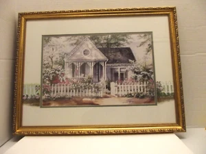 Vtg Framed Joy Evans Gingerbread Cottage Lithograph - Signed Watercolor Framed - Picture 1 of 6