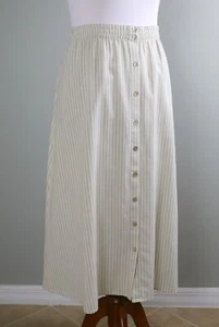 EILEEN FISHER NWT $168 Hemp Organic Cotton Stripe Button Maxi Skirt Size Large - Picture 1 of 6