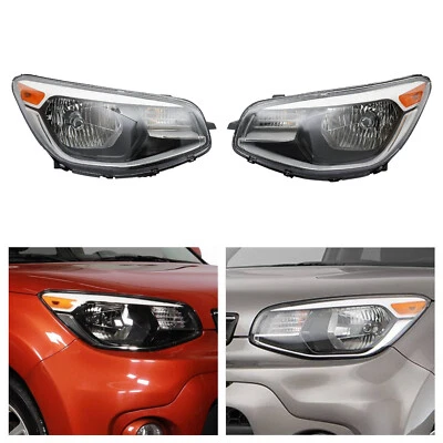 Headlamps Halogen Headlight Left and Right Side For 2014-2019 Kia Soul Chrome Foto 1 de 4