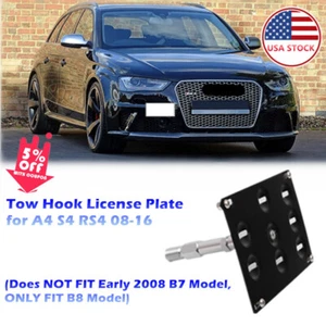 Tow Hook License Plate Holder For Audi A4 S4 RS4 2008-2016 (ONLY FIT B8 MODEL) - Picture 1 of 11