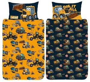 JCB Junior Cuna Edredón Cubierta Mi 1er JCB Joey Diseño Juego de Ropa de Cama Reversible - Imagen 1 de 3