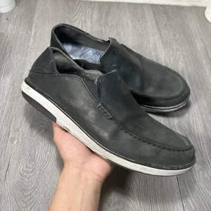 OluKai Kalia Slip-On Comfort Shoes Black Leather Men’s 12 / 45  $140 - Picture 1 of 9