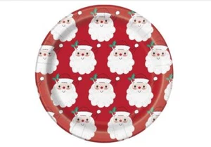 Red Santa 10 Ct 7 in Paper Dessert Cake Plates - Picture 1 of 1