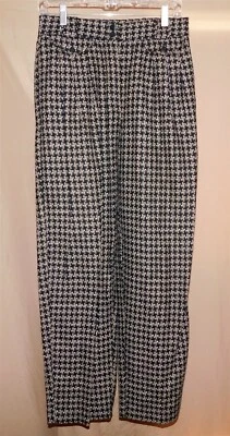 VTG DIANE VON FURSTENBERG Houndstooth Black And Tan Pants Size 12 - Image 1 of 4