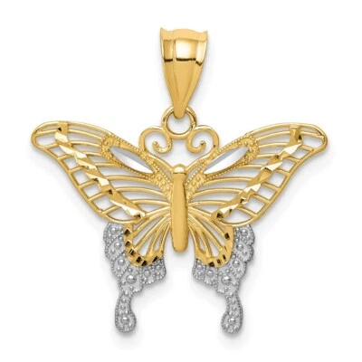 Colgante mariposa real talla diamante 14kt y rodio Foto 1 de 4
