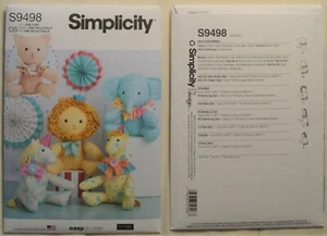 Simplicity- 9498 - Easy Plush Animals, Elephant, Cheetah, Giraffe, Pony/ Zebra - Picture 1 of 1