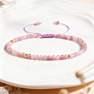 Kunzit Stein Armband 3mm facettierte Perlen Damen Boho stapelbar Schmuck Geschenke - Bild 1 von 4