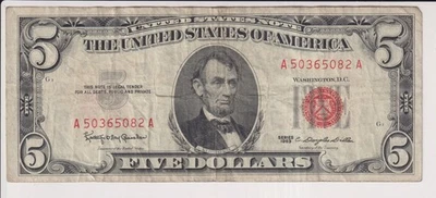 FIVE DOLLAR UNITED STATES NOTE UNITED STATES OF AMERICA SERIES 1963 $5 BILL - Image 1 of 2