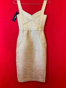 Mini Abito Bodycon $184 Nuovo Taglia Small ❤️ Fashion Nova Golden Designer Collezione - Foto 1 di 9