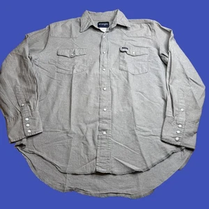 Camisa Wrangler Para Hombre Grande Gris Perla Occidental Prenda de Trabajo Vaquero Algodón Camisa - Imagen 1 de 15