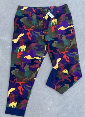 Nova Calça Polo Ralph Lauren Logotipo Pônei Camuflagem Espectro Malha Jogger Tamanho Novo com etiquetas 5LT $168 - Imagem 1 de 4