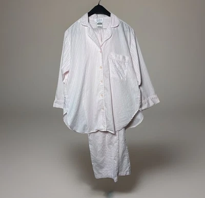 Conjunto de pijama de satén rosa rubor Miss Elaine pantalones abotonados SML cabaña modesto Foto 1 de 4