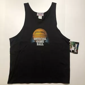 Vintage NWT Spalding Basketball Tank Top 100% Cotton Size XL Black - Picture 1 of 12