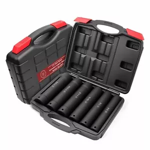 1/2 Inch Drive Extended Length Impact Socket Set, 6PCS Extra Deep Socket Set Inc - Picture 1 of 7