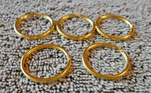 5 Gold steel Metal Strong 24mm Round Split Ring Keyring Key Rings make your own - Picture 1 of 3