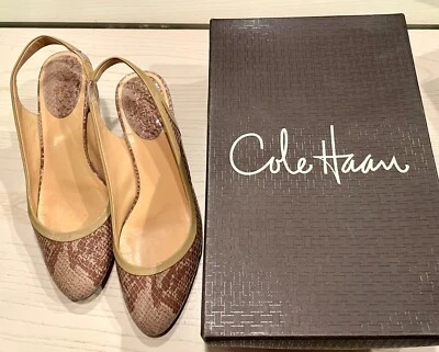 Cole Haan Women Shoe leather, Size 8.5B Slingback Heel Pre Owned - Imagem 1 de 3