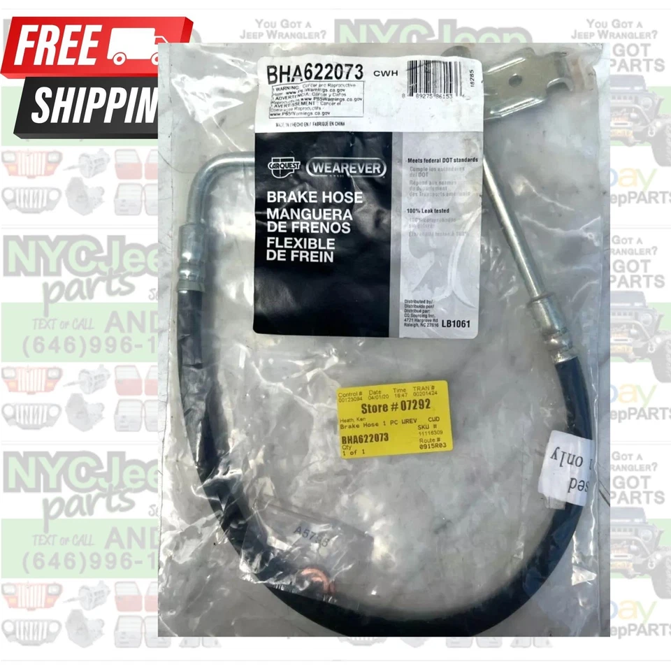 Conjunto de manguera de freno Carquest Wearever 3,8 L con junta 07-11 Jeep Wrangler JK 3,8 Foto 1 de 4