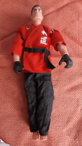 Action Man Karate Figure Black Belt  Hasbro 1996 Red Costume Yingyang black hand