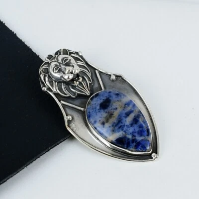 Natürlich Sodalith Birne Edelstein 925 Sterling Silber Handgemacht Anhänger Für - Bild 1 von 4