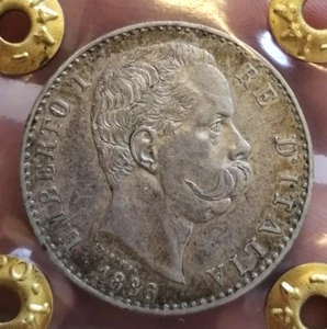 REGNO D' ITALIA  UMBERTO I   2 LIRE   1° TIPO   1886    PERIZIA  SPL - Imagen 1 de 4