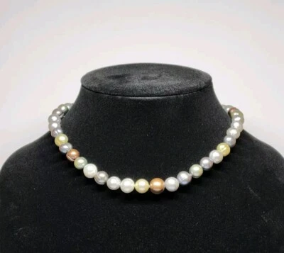 Honora Baroque Pearl Necklace, 925 Sterling Silver, Dark Jewel Tone Colors, 18" - Image 1 of 4