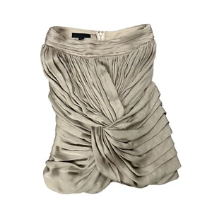 Burberry Prorsum Pure Silk Champagne Beige Taupe Knot Pleated Midi Skirt Size 38 - Picture 1 of 5