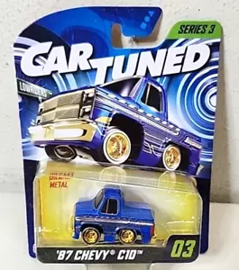 Car Tuned 1987 Chevy C10 Pickup Truck 1/64 Toy Vehicle Blue & Gold Series 3 NEW - Picture 1 of 6