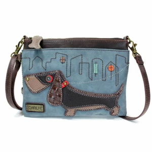 NEW CHALA WIENER DOG MINI CROSSBODY CELL PHONE PURSE BAG CONVERTIBLE INDIGO BLUE - Picture 1 of 5