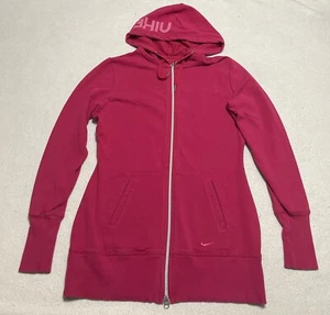 Nike Hoodie Women's Medium Pink Full Zip Long Sleeve Fit Dry Embroidered Logo - Picture 1 of 9