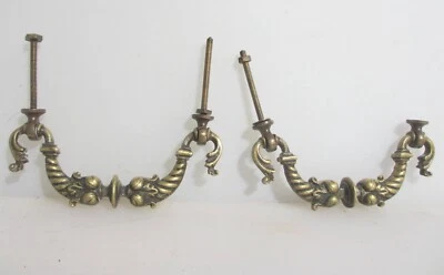 Victorian Brass Drawer Handles Pulls Dresser Chest Rococo Baroque Antique Old x2 - Image 1 of 4