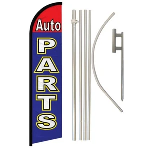Auto Parts Windless Banner Swooper Advertising Flag Pole Kit Mechanic Red/Blue - Picture 1 of 8