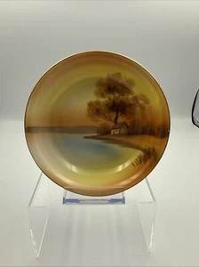 Vintage Handpainted in Japan Noritake Red M Stamp Lake and Cabin 5-1/4” bowl - Picture 1 of 20