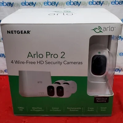 ✅️⭐️ NETGEAR Arlo Pro 2 VMC4030P - 4 Wire-Free HD 1080p Security Cameras VMB4000 - Image 1 of 4