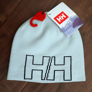 HELLY HANSEN Youth 49/50 Ice Blue Outline Beanie Knit Hat HH Logo, NWT