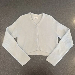 Cardigan grande in maglia grossa blu pastello rovere + forte - Foto 1 di 4