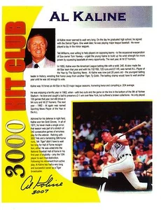 AL KALINE, 3000th Hit Club reprint autograph featured article - Picture 1 of 2