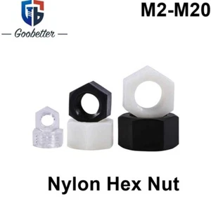 Plastic Hexagonal Full Nut Nylon Hexagonal Nut M2 M2.5 M3 M4 M5 M6 M8 M10-M20 - Picture 1 of 23
