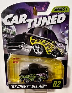 2024 CAR TUNED BLACK GREEN FLAMES '57 CHEVY BEL AIR 02 SERIES 1 MGA - Picture 1 of 2