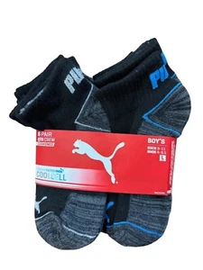 PUMA Boy's Low Cut 6-Pack Black w/Blue and Gray Socks - Sock Size: 9-11 - NWT - Picture 1 of 2